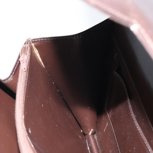 GUCCI Shoulder Bag Leather Brown Gold Auth 162097