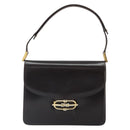 GUCCI Shoulder Bag Leather Brown Gold Auth 162097-2