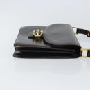 GUCCI Shoulder Bag Leather Brown Gold Auth 162097-4