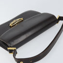 GUCCI Shoulder Bag Leather Brown Gold Auth 162097-6