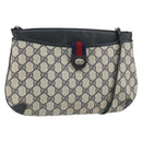 GUCCI GG Supreme Sherry Line Shoulder Bag PVC Navy Gold Auth 162100-1