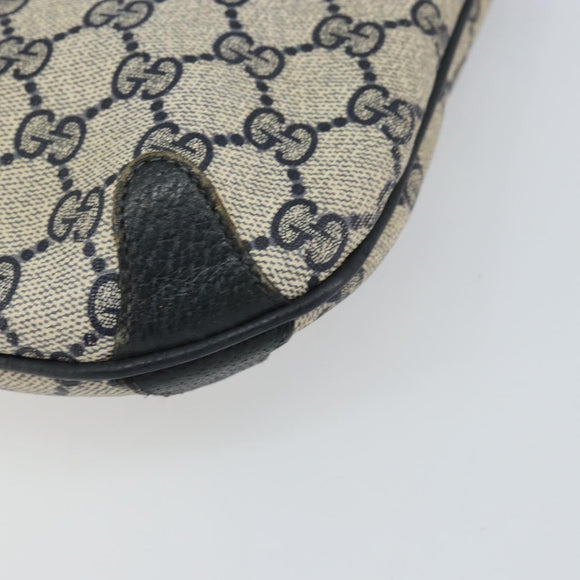 GUCCI GG Supreme Sherry Line Shoulder Bag PVC Navy Gold Auth 162100