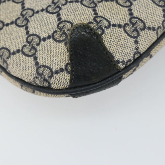 GUCCI GG Supreme Sherry Line Shoulder Bag PVC Navy Gold Auth 162100
