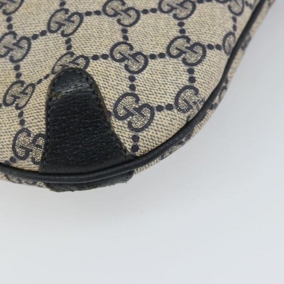 GUCCI GG Supreme Sherry Line Shoulder Bag PVC Navy Gold Auth 162100