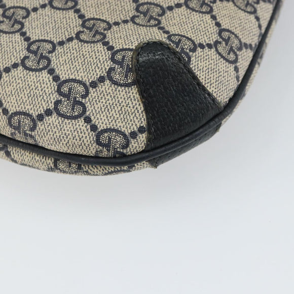 GUCCI GG Supreme Sherry Line Shoulder Bag PVC Navy Gold Auth 162100