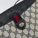 GUCCI GG Supreme Sherry Line Shoulder Bag PVC Navy Gold Auth 162100-14