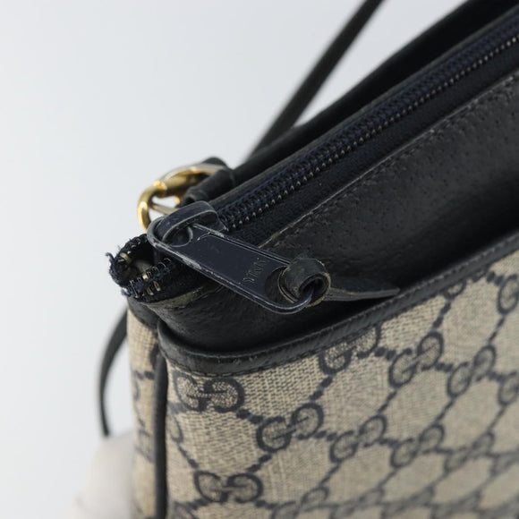 GUCCI GG Supreme Sherry Line Shoulder Bag PVC Navy Gold Auth 162100