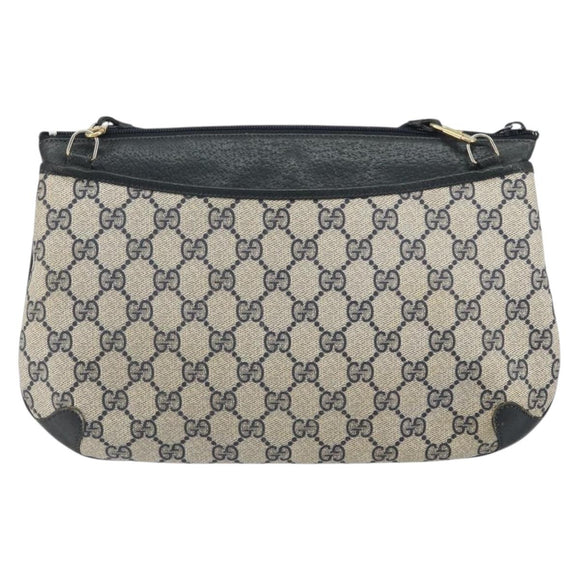 GUCCI GG Supreme Sherry Line Shoulder Bag PVC Navy Gold Auth 162100