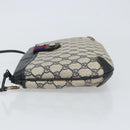 GUCCI GG Supreme Sherry Line Shoulder Bag PVC Navy Gold Auth 162100-5