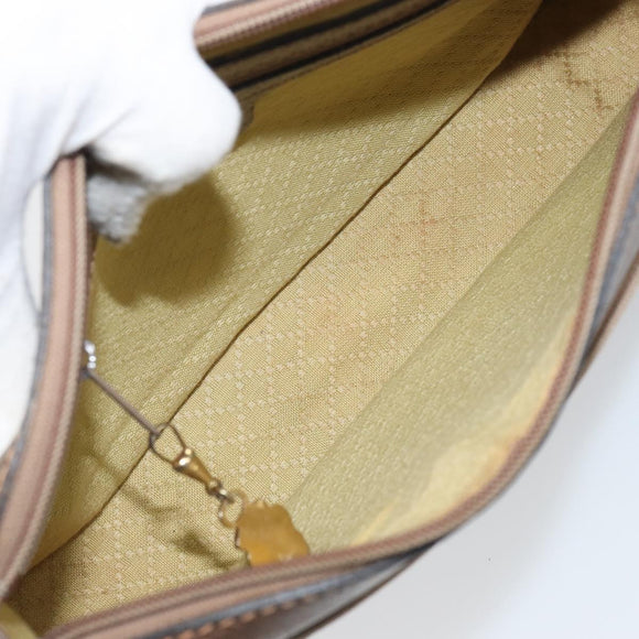 GUCCI GG Supreme Shoulder Bag PVC Beige Gold Auth 162102