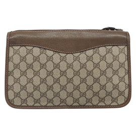 GUCCI GG Supreme Shoulder Bag PVC Beige Gold Auth 162102 - 0