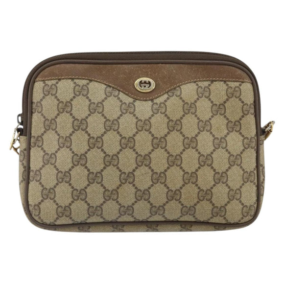 GUCCI GG Supreme Shoulder Bag PVC Beige Gold 56 02 068 Auth 162104