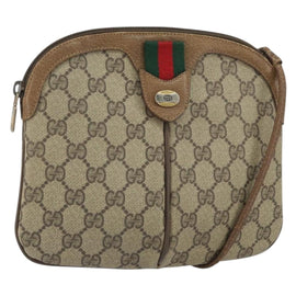 GUCCI GG Supreme Web Sherry Line Bag PVC Beige Gold 98 02 047 Auth 162105