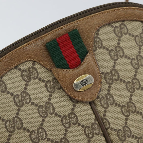 GUCCI GG Supreme Web Sherry Line Bag PVC Beige Gold 98 02 047 Auth 162105