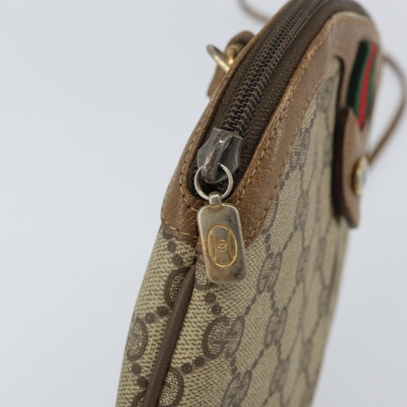 GUCCI GG Supreme Web Sherry Line Bag PVC Beige Gold 98 02 047 Auth 162105