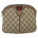 GUCCI GG Supreme Web Sherry Line Bag PVC Beige Gold 98 02 047 Auth 162105-13