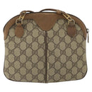 GUCCI GG Supreme Web Sherry Line Bag PVC Beige Gold 98 02 047 Auth 162105-2