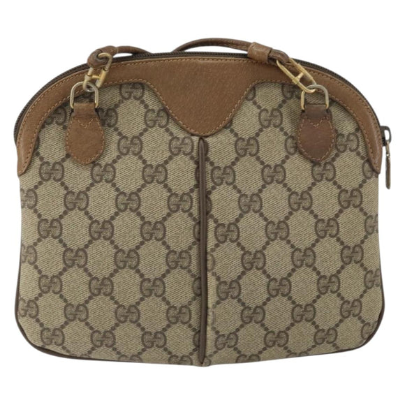 GUCCI GG Supreme Web Sherry Line Bag PVC Beige Gold 98 02 047 Auth 162105