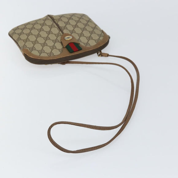 GUCCI GG Supreme Web Sherry Line Bag PVC Beige Gold 98 02 047 Auth 162105