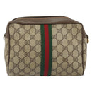 GUCCI GG Supreme Web Sherry Line Clutch Bag PVC Beige Gold 89 01 012 Auth 162106-2