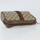 GUCCI GG Supreme Web Sherry Line Clutch Bag PVC Beige Gold 89 01 012 Auth 162106-5
