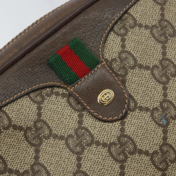 GUCCI GG Supreme Web Sherry Line Bag PVC Beige Gold 156 02 066 Auth 162107