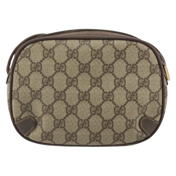 GUCCI GG Supreme Web Sherry Line Bag PVC Beige Gold 156 02 066 Auth 162107