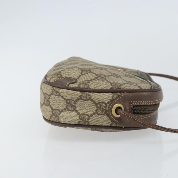 GUCCI GG Supreme Web Sherry Line Bag PVC Beige Gold 156 02 066 Auth 162107