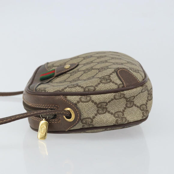 GUCCI GG Supreme Web Sherry Line Bag PVC Beige Gold 156 02 066 Auth 162107