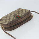 GUCCI GG Supreme Web Sherry Line Bag PVC Beige Gold 156 02 066 Auth 162107-6