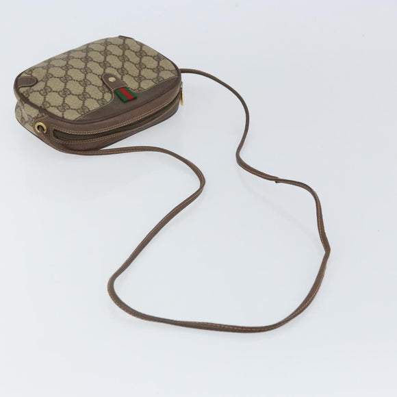 GUCCI GG Supreme Web Sherry Line Bag PVC Beige Gold 156 02 066 Auth 162107