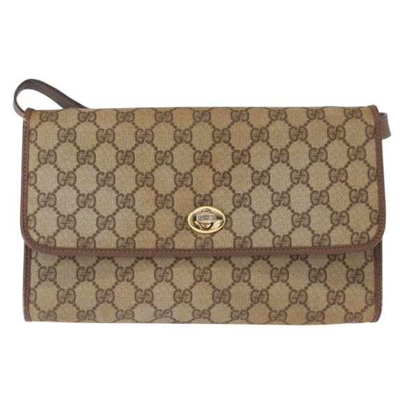 GUCCI GG Supreme Shoulder Bag PVC Beige Gold 004 115 6197 Auth 162108