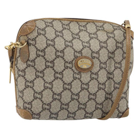 GUCCI GG Plus Supreme Shoulder Bag PVC Leather Beige Gold Auth 162109