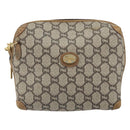 GUCCI GG Plus Supreme Shoulder Bag PVC Leather Beige Gold Auth 162109-13