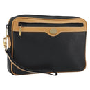 GUCCI Clutch Bag Leather Black Gold Auth 162110-1