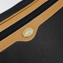 GUCCI Clutch Bag Leather Black Gold Auth 162110-18