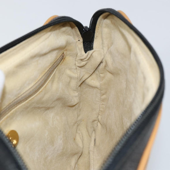 GUCCI Clutch Bag Leather Black Gold Auth 162110