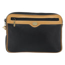 GUCCI Clutch Bag Leather Black Gold Auth 162110-13
