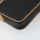 GUCCI Clutch Bag Leather Black Gold Auth 162110-14