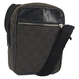 GUCCI GG Canvas Shoulder Bag Black Silver 101680 Auth 162111