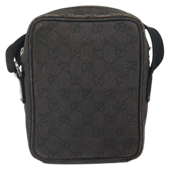 GUCCI GG Canvas Shoulder Bag Black Silver 101680 Auth 162111