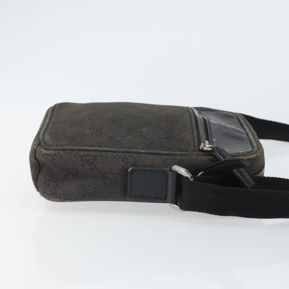 GUCCI GG Canvas Shoulder Bag Black Silver 101680 Auth 162111