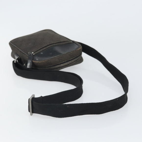 GUCCI GG Canvas Shoulder Bag Black Silver 101680 Auth 162111