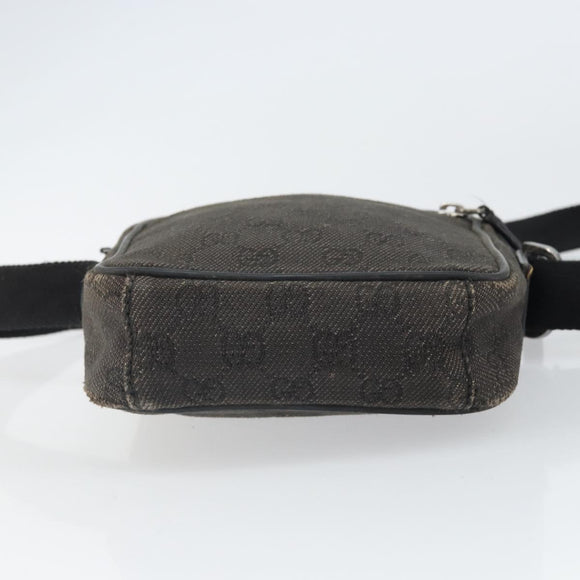 GUCCI GG Canvas Shoulder Bag Black Silver 101680 Auth 162111