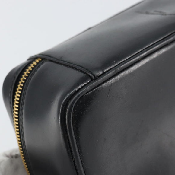 GUCCI Bamboo Vanity Hand Bag Leather Black Gold 032 1956 0151 Auth 162112