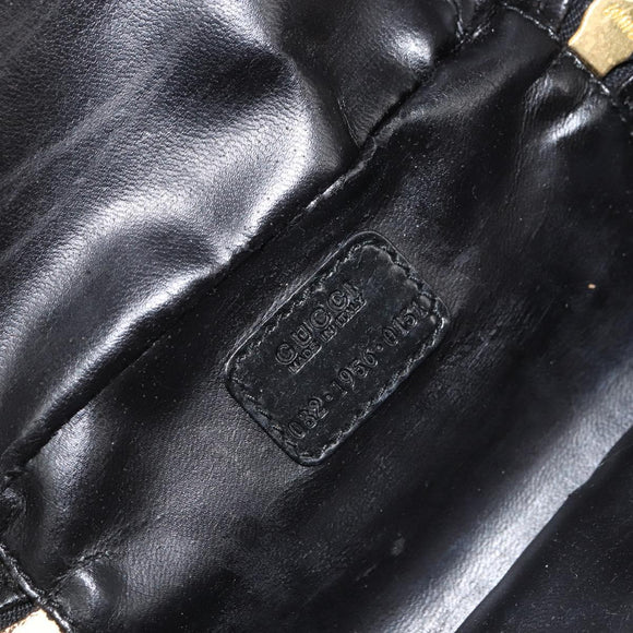 GUCCI Bamboo Vanity Hand Bag Leather Black Gold 032 1956 0151 Auth 162112