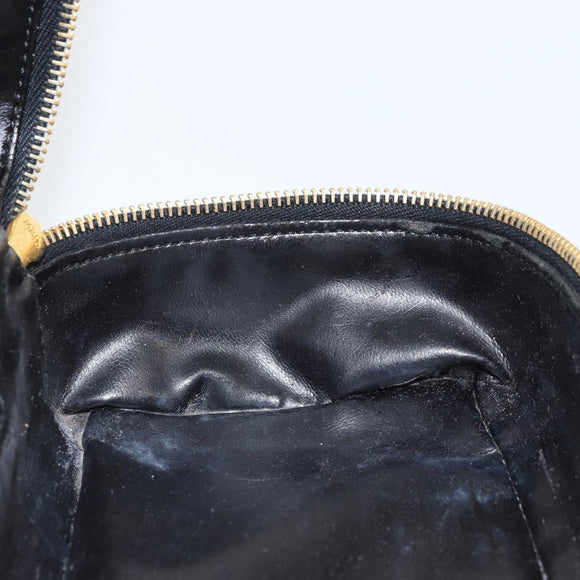 GUCCI Bamboo Vanity Hand Bag Leather Black Gold 032 1956 0151 Auth 162112