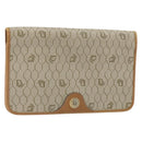 Christian Dior Honeycomb Canvas Clutch Bag PVC Beige Gold Auth 162115-1