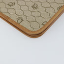 Christian Dior Honeycomb Canvas Clutch Bag PVC Beige Gold Auth 162115-16