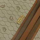 Christian Dior Honeycomb Canvas Clutch Bag PVC Beige Gold Auth 162115-9